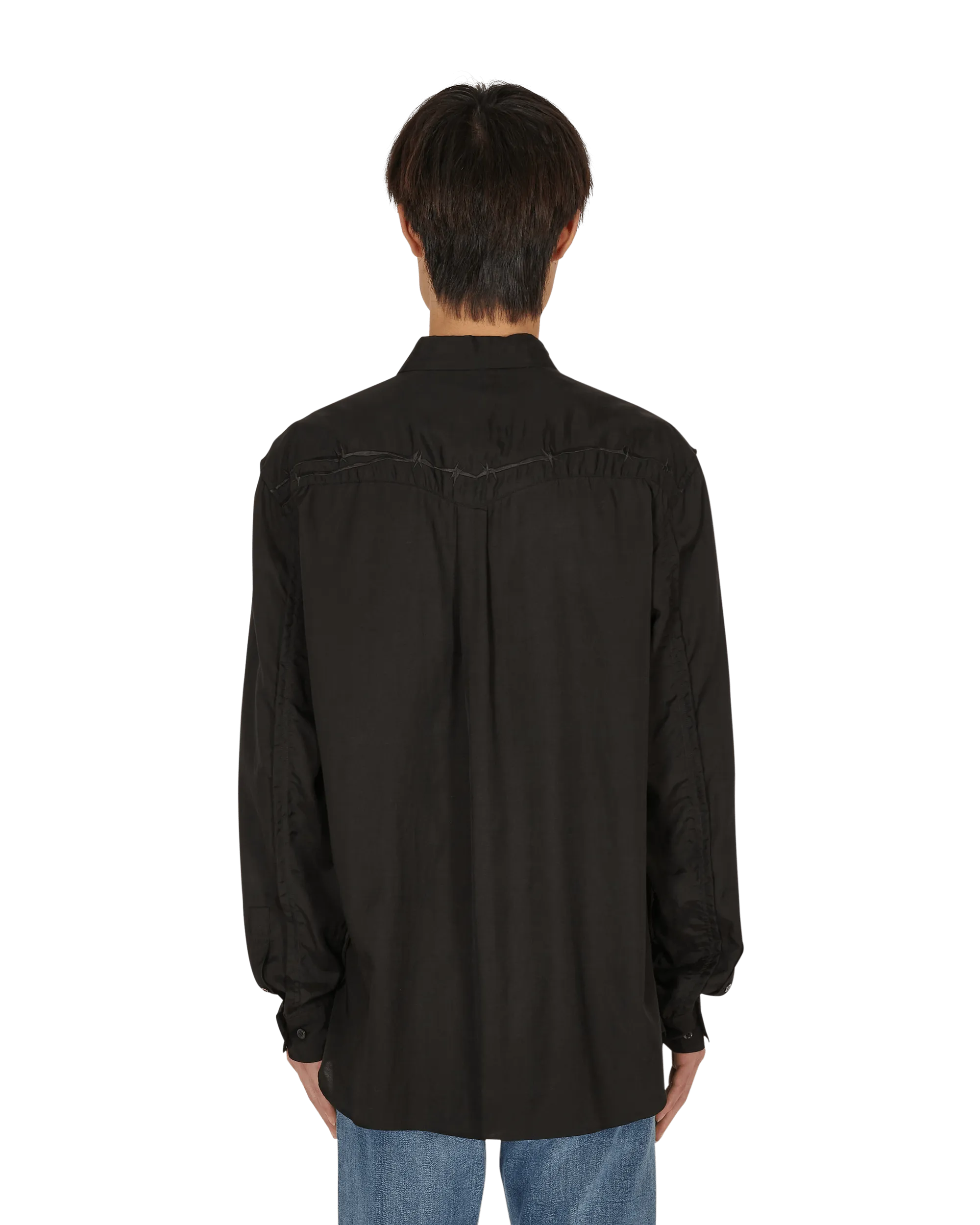 Barbed Wire Embroidered Shirt Black