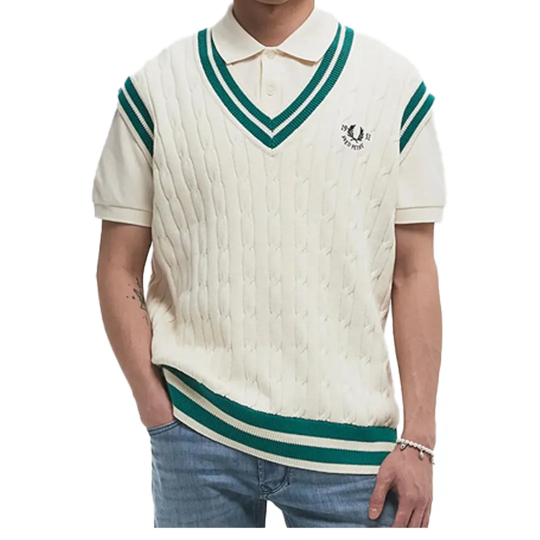 CABLE KNIT TENNNIS TANK ECRU