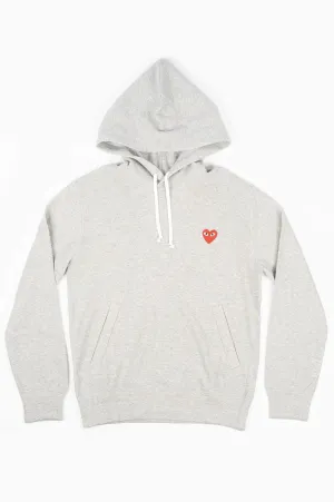 COMME DES GARCONS PLAY RED HEART PULLOVER HOODY HEATHER GREY