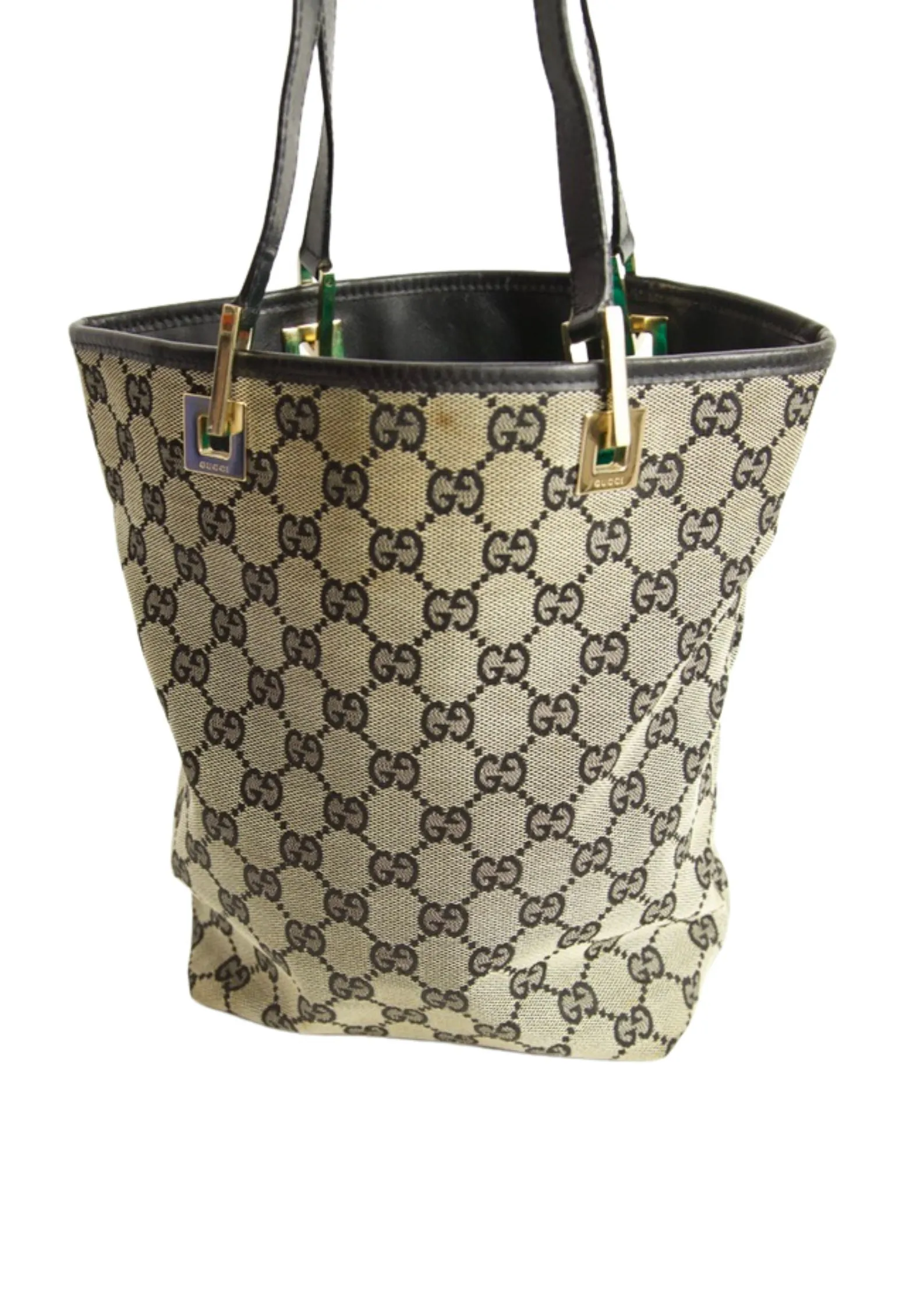 Gucci GG Supreme Canvas Leather Tote Bag