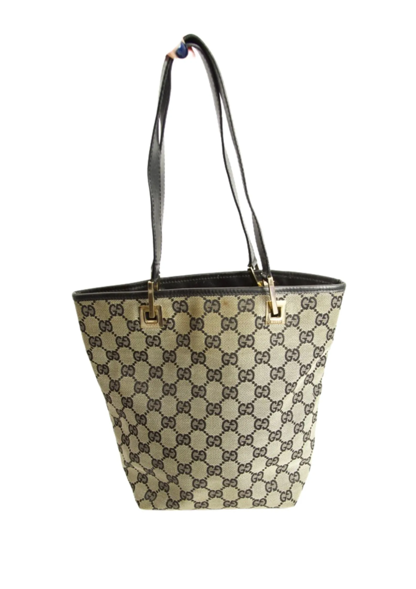 Gucci GG Supreme Canvas Leather Tote Bag