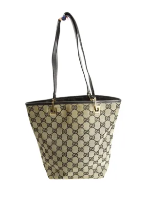 Gucci GG Supreme Canvas Leather Tote Bag