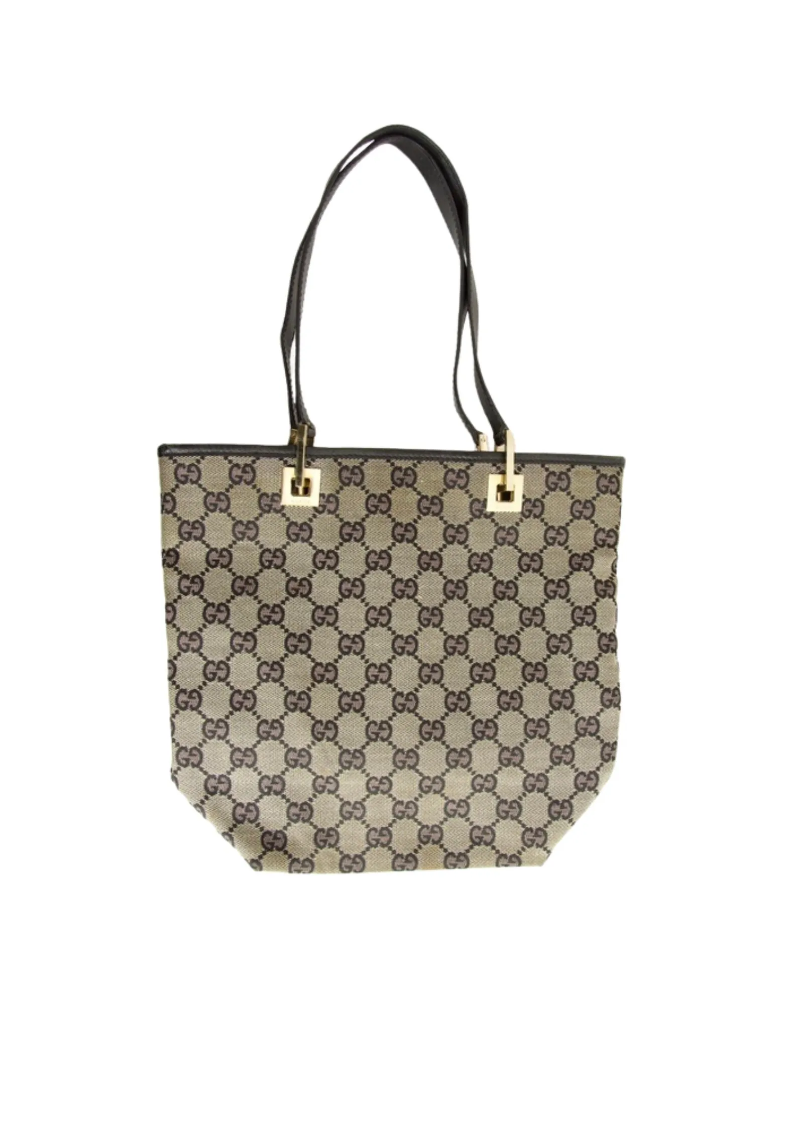 Gucci GG Supreme Canvas Leather Tote Bag