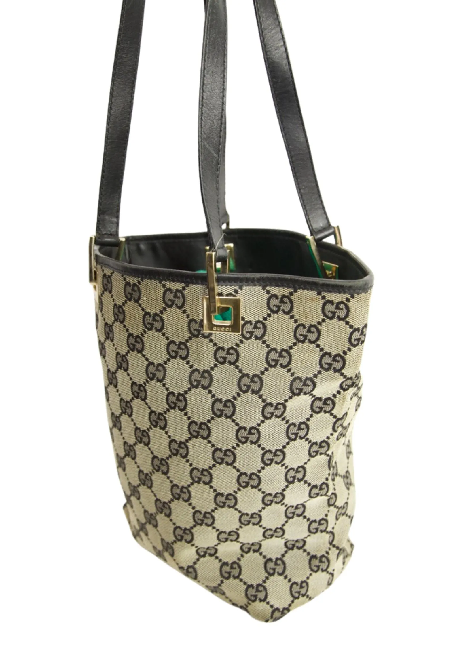Gucci GG Supreme Canvas Leather Tote Bag