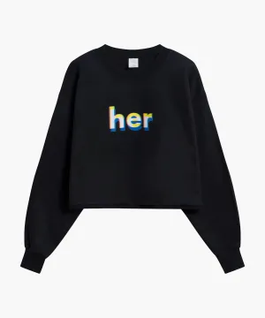 her Productions Cropped Crewneck - Black