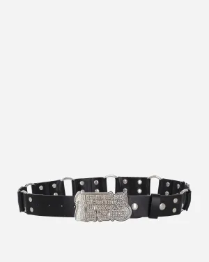 Hypnotized Logo Ring Leather Belt Black