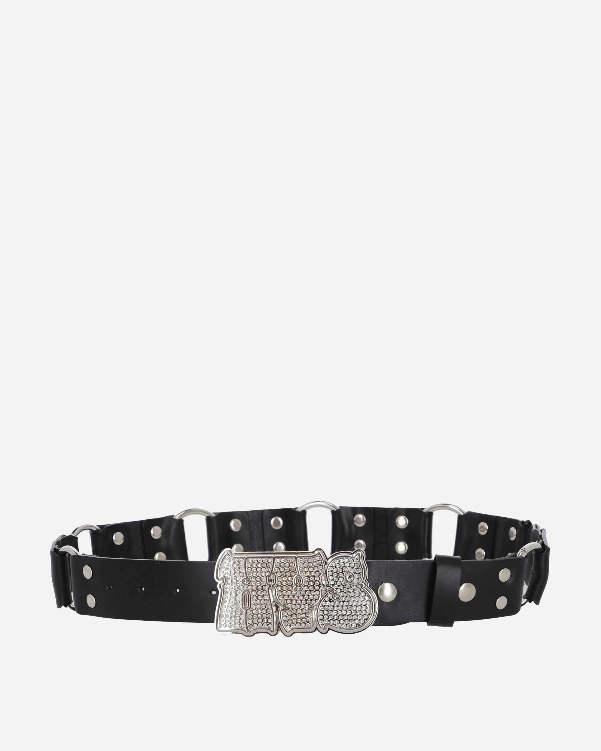 Hypnotized Logo Ring Leather Belt Black