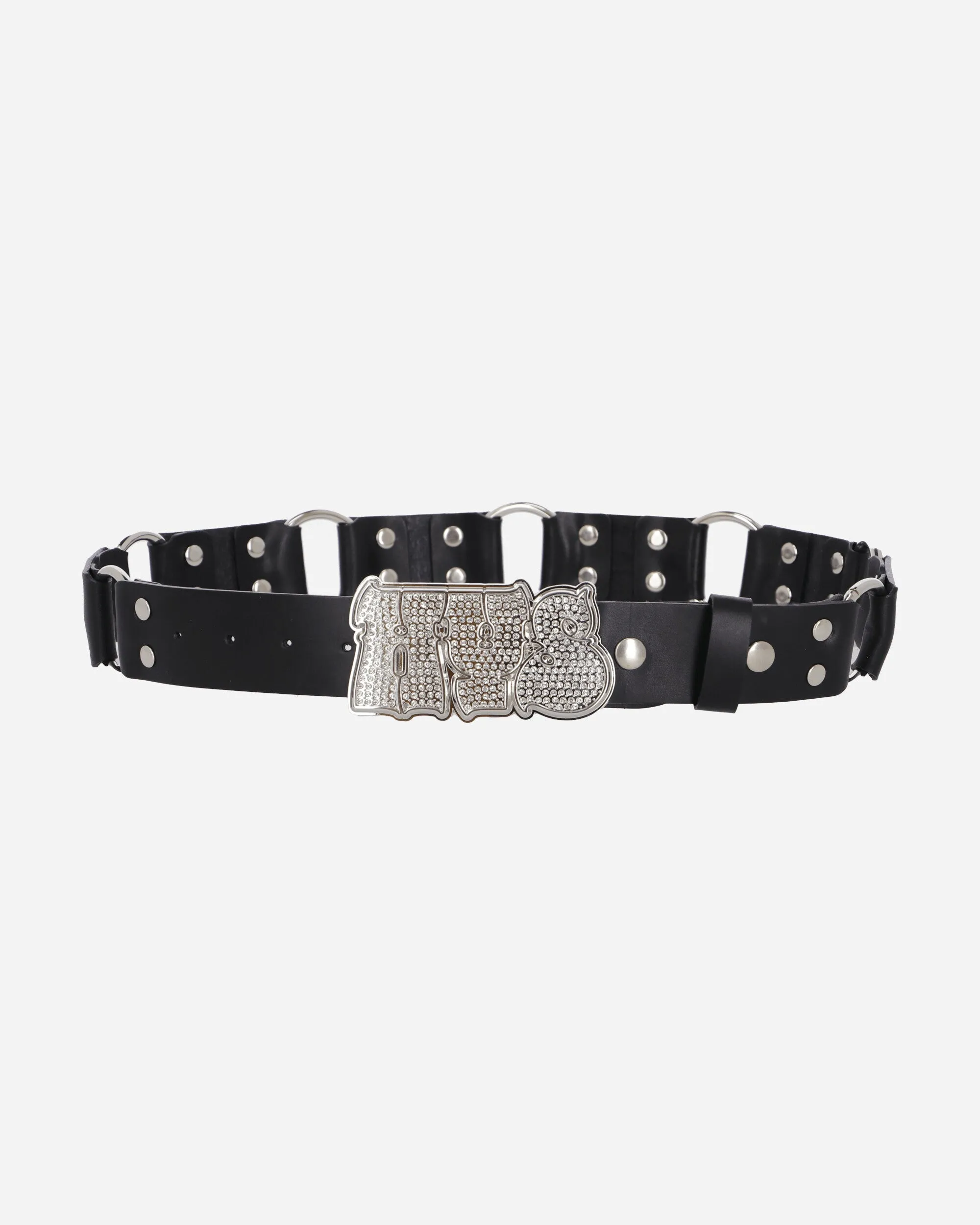 Hypnotized Logo Ring Leather Belt Black