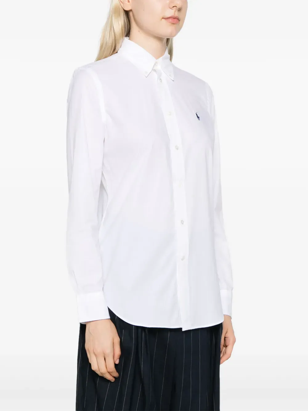 POLO RALPH LAUREN - Women 60/1 Stretch Poplin-Ls Brkn St-Long Sleeve-Button Front Shirt
