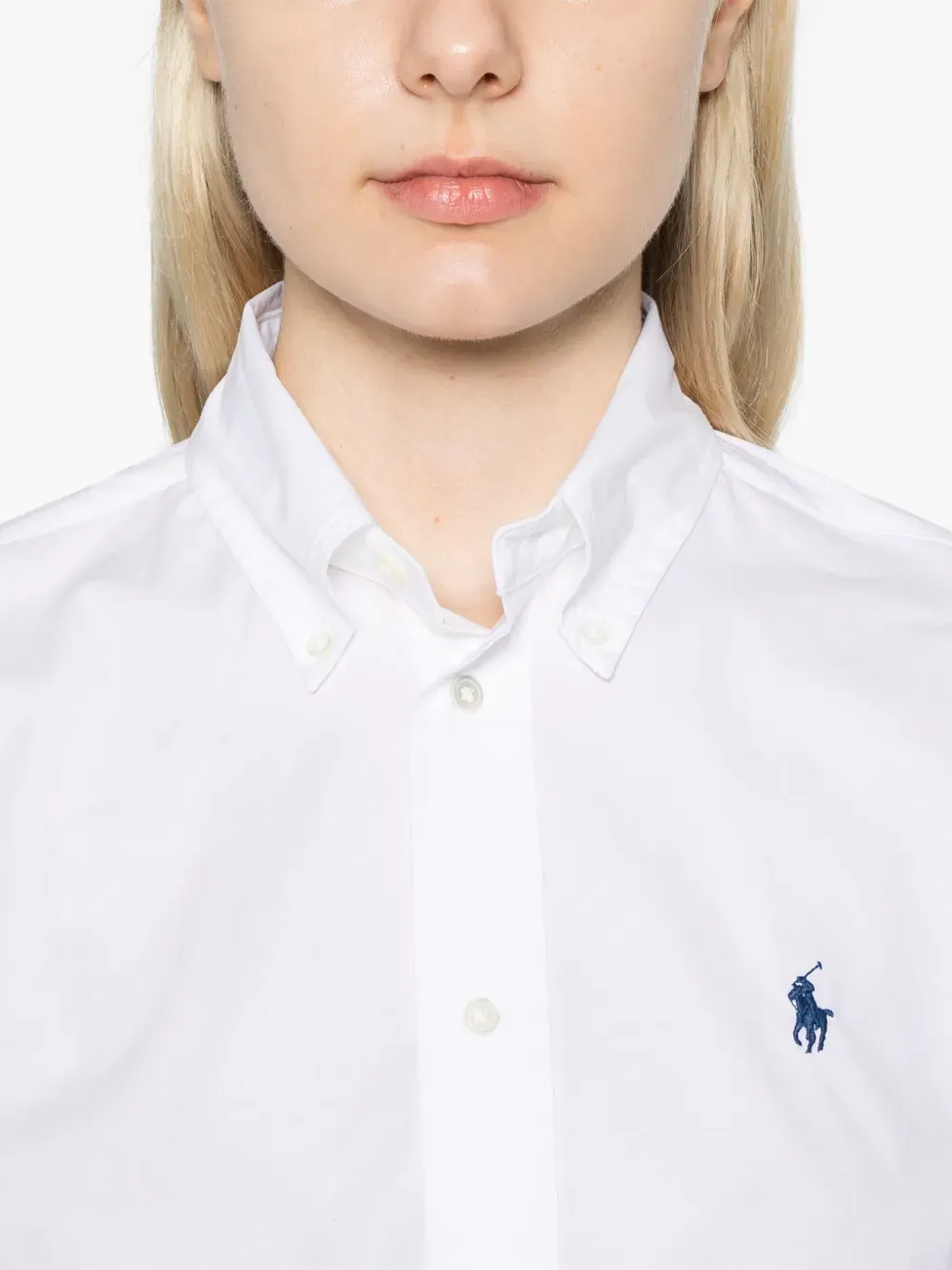POLO RALPH LAUREN - Women 60/1 Stretch Poplin-Ls Brkn St-Long Sleeve-Button Front Shirt