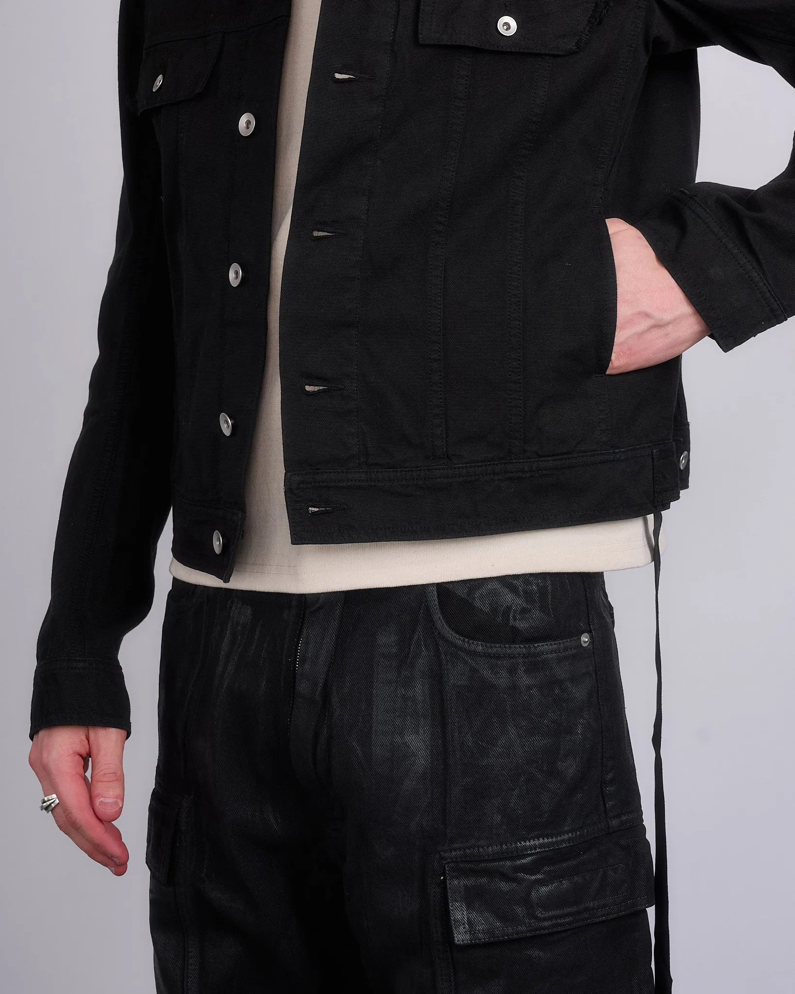 Rick Owens DRKSHDW Trucker Jacket Cotton Canvas Black