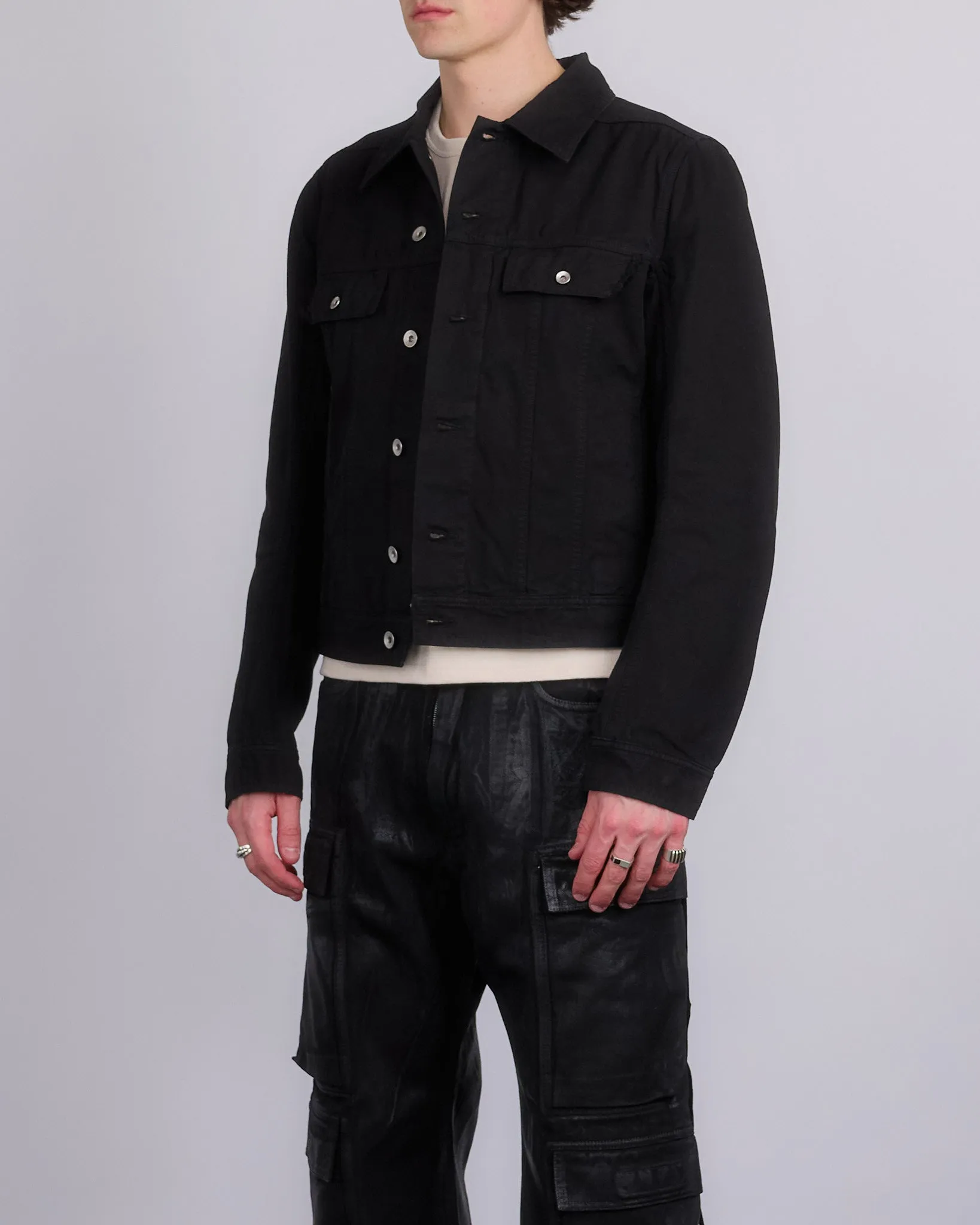 Rick Owens DRKSHDW Trucker Jacket Cotton Canvas Black