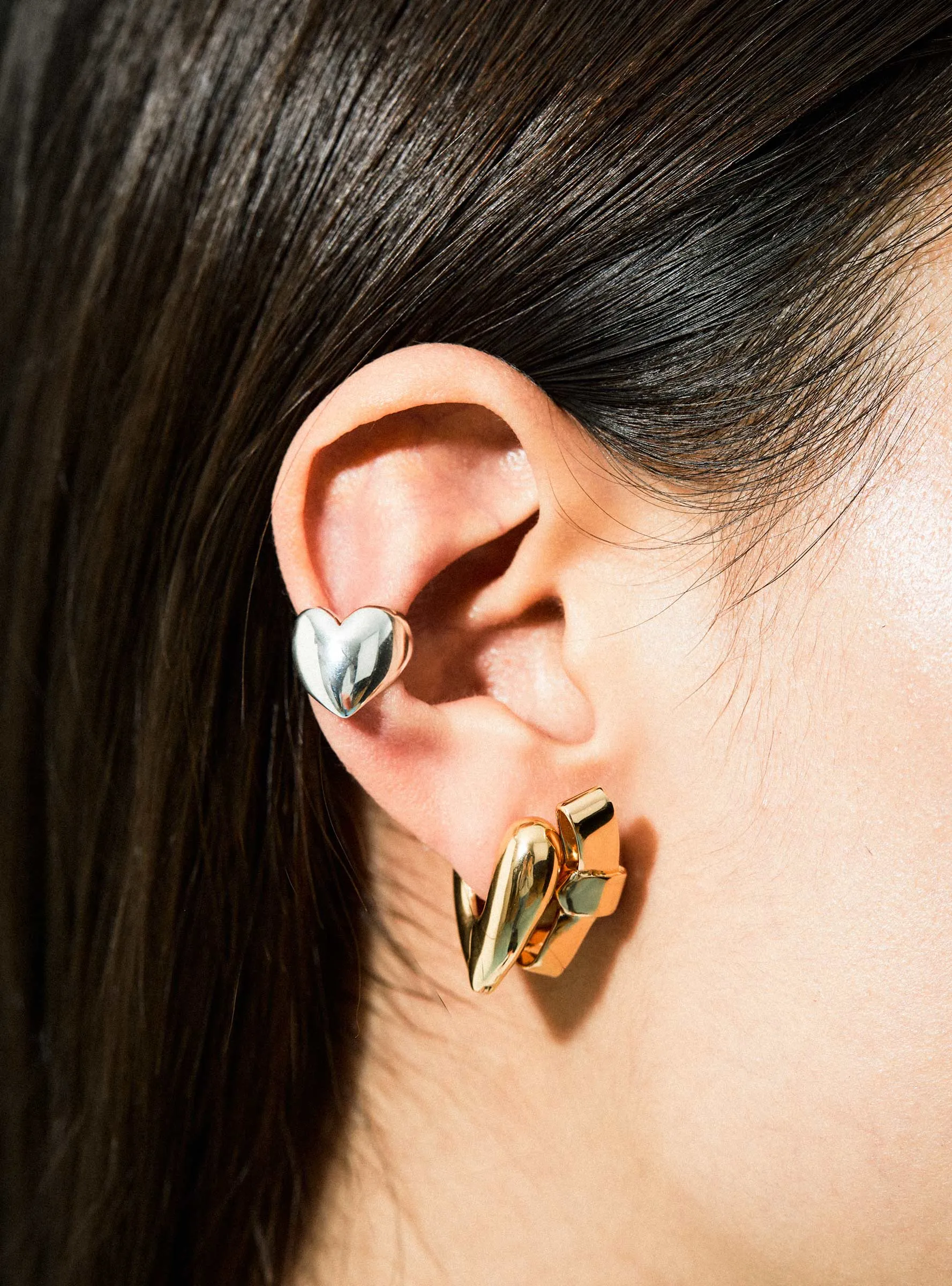 Small Heart Gold-Plated Hoop Earrings