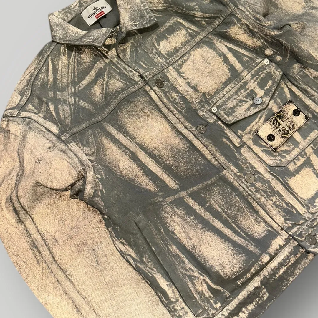 Stone Island x Supreme AW/23 Reflective Bull Denim-TC Trucker Jacket XL