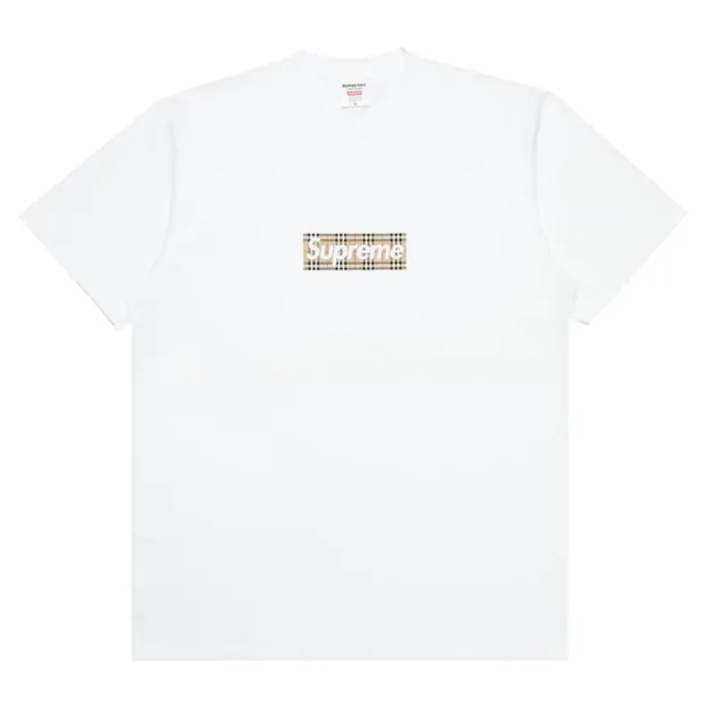 Supreme Burberry Box Logo Tee White