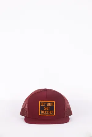 Supreme FW10 'Get Your Shit Together' Mesh Snapback Cap Burgundy (2010)