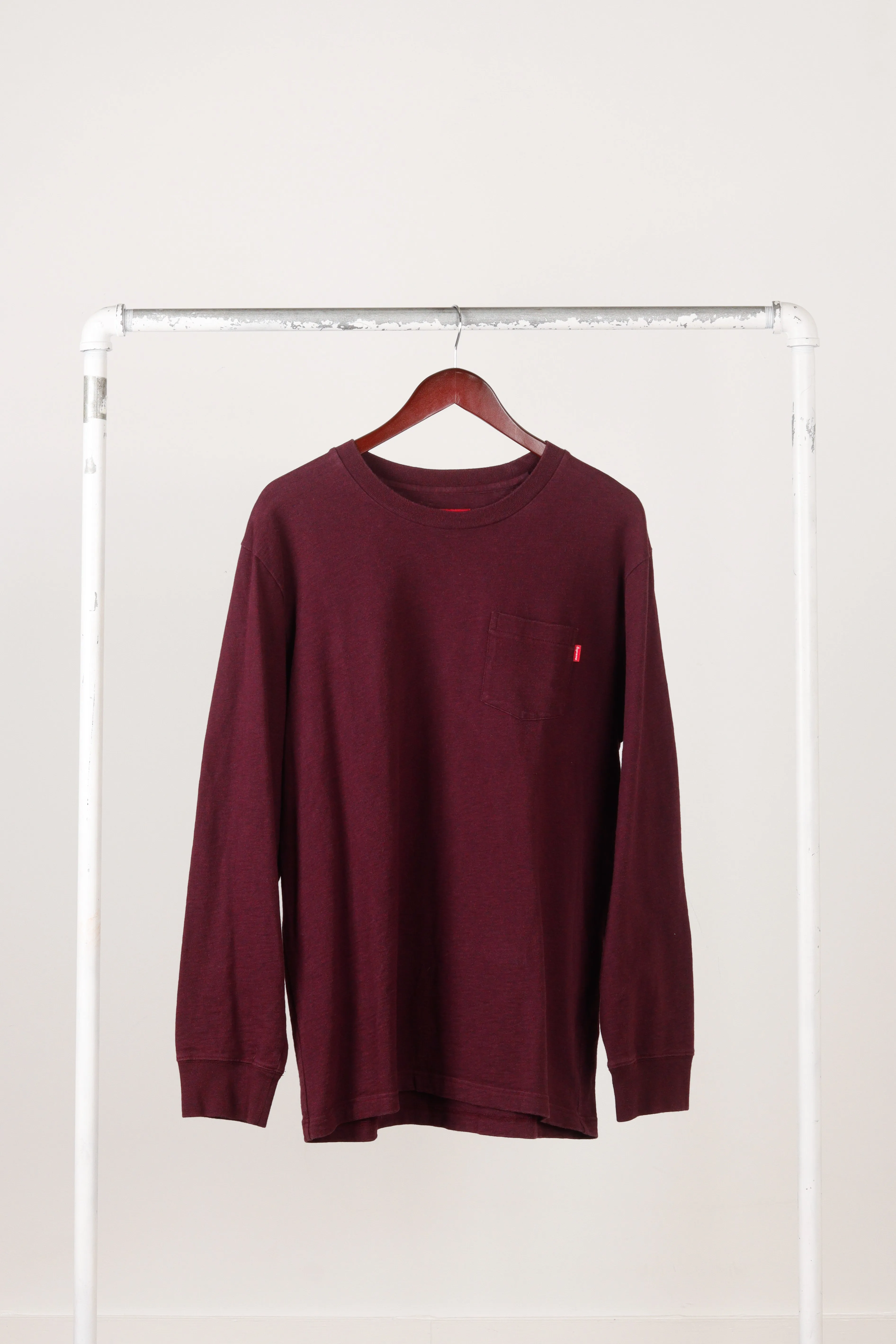 Supreme FW18 'L/S Pocket' Tee Dark Magenta (2018)