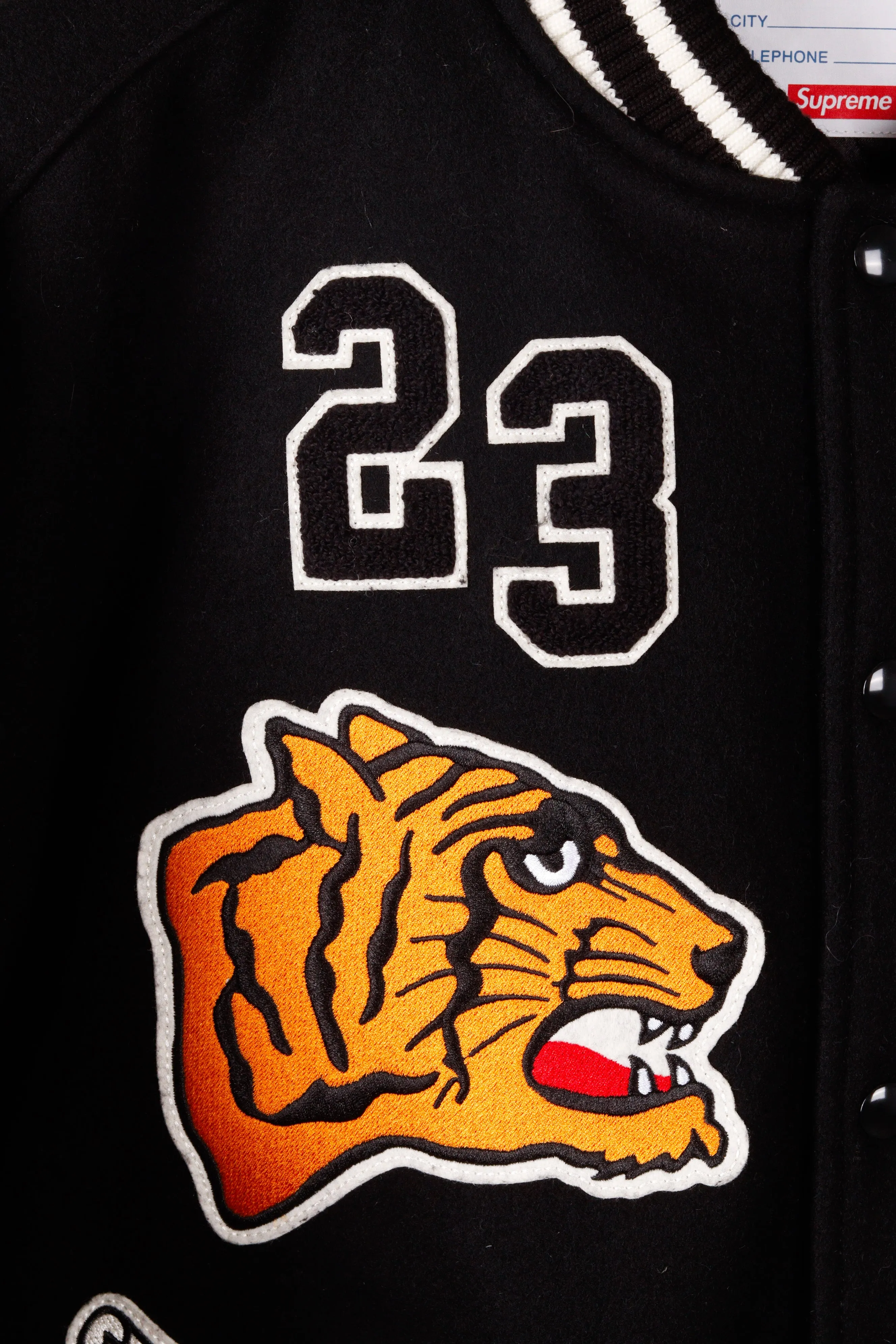 Supreme FW23 'Tiger' Varsity Jacket Black (2023)