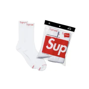 Supreme Hanes Crew Socks (4 stk.) White