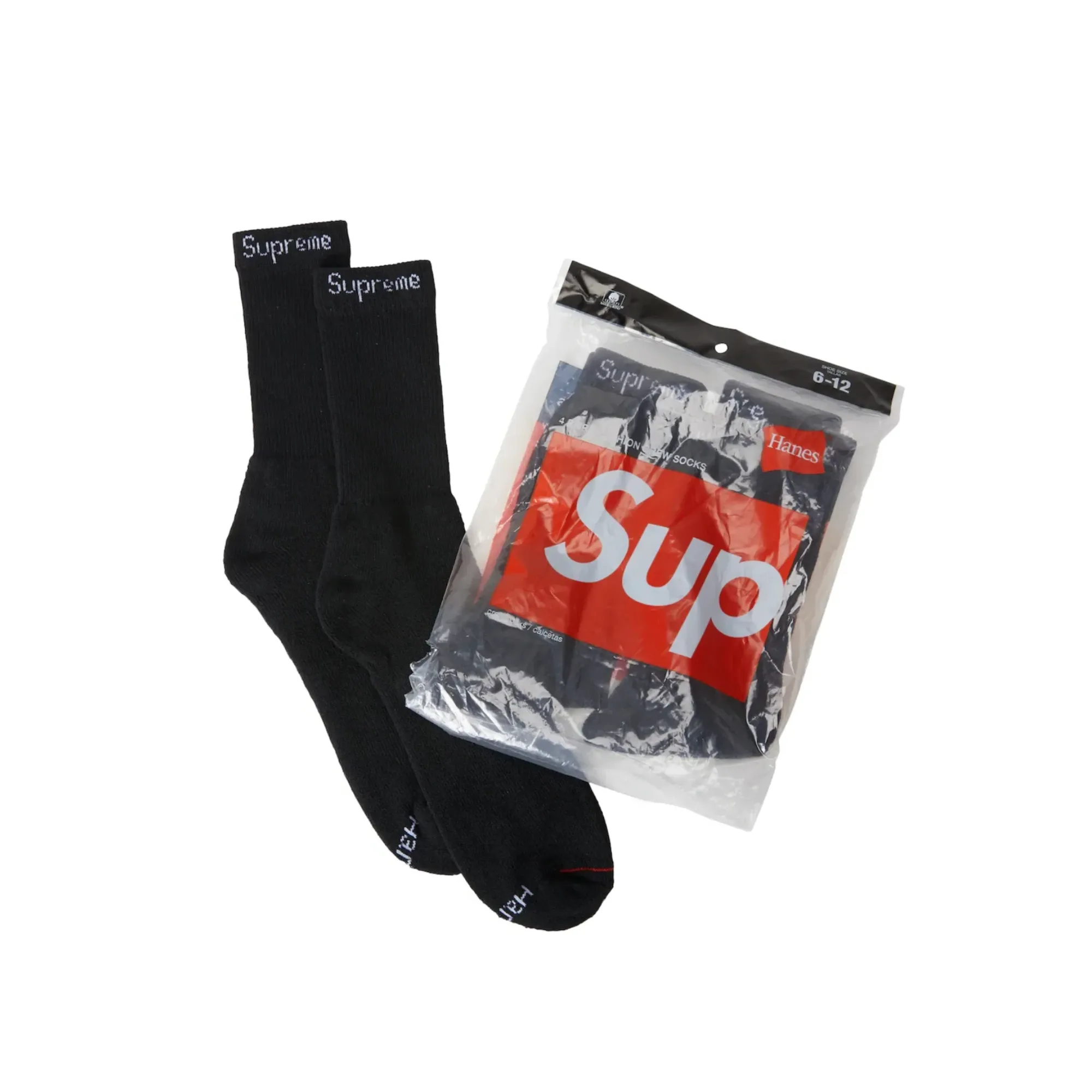 Supreme Hanes Socks (4 stk.) Black