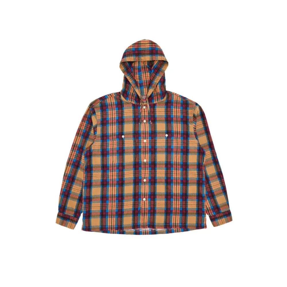 Supreme Hooded Printed Flannel Shirt Tan SS24