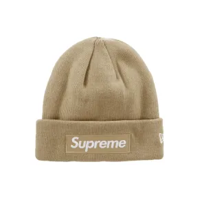 Supreme New Era Box Logo Beanie Dark Sand