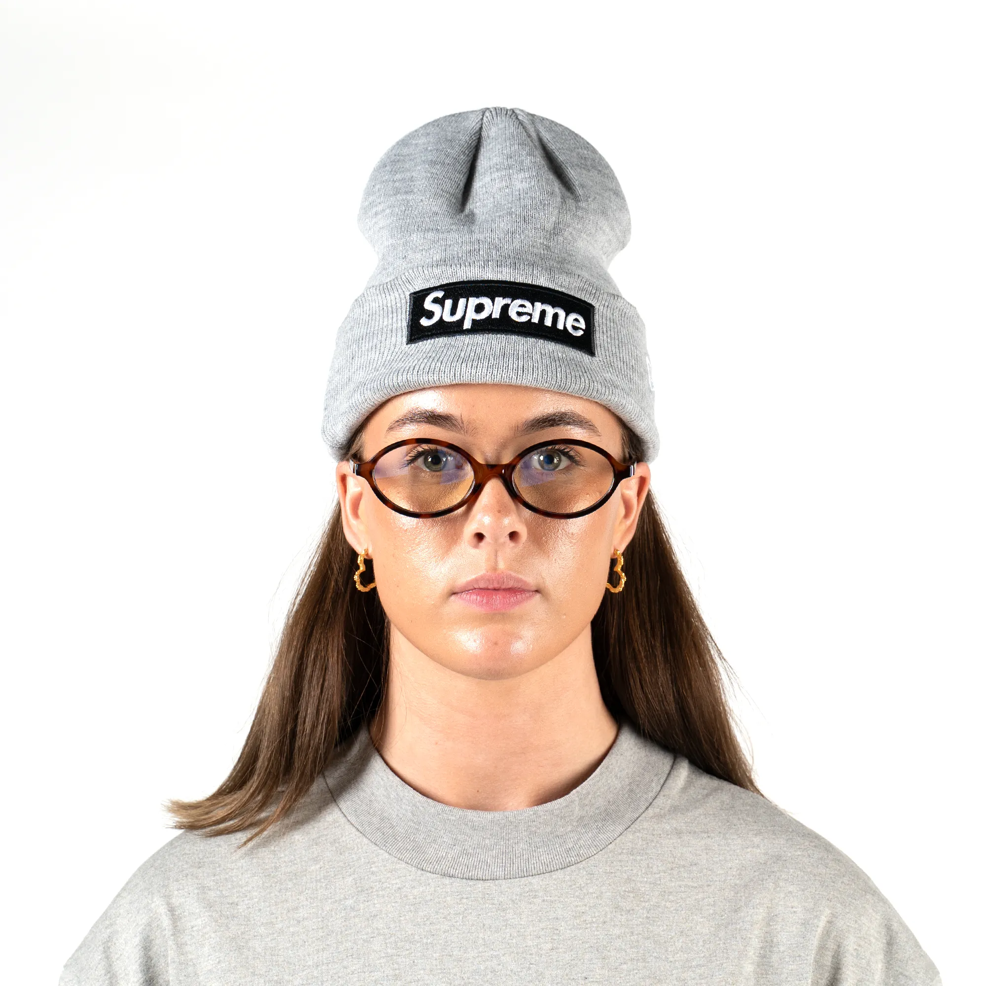 Supreme New Era Box Logo Beanie (FW22) Heather Grey