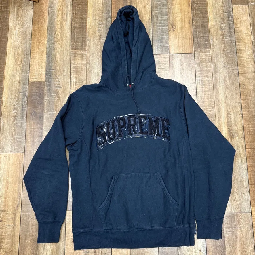 Supreme Patent/Chenille Arc Logo Hooded Sweatshirt