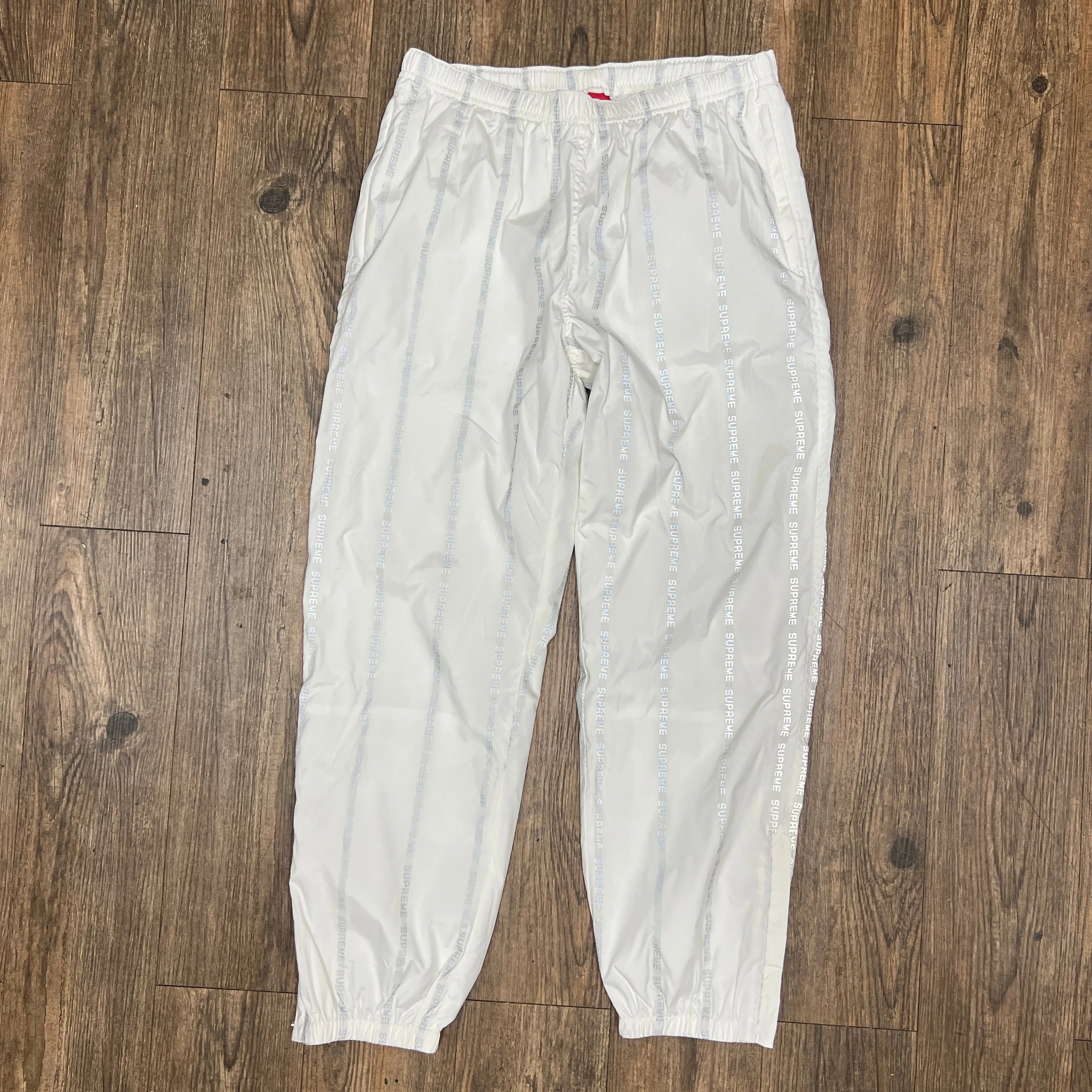 Supreme Reflective Text Track Pant White