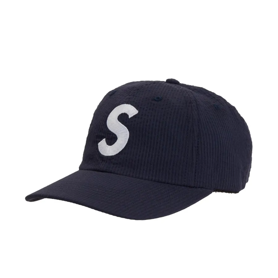 Supreme Seersucker S Logo 6-Panel Cap Navy
