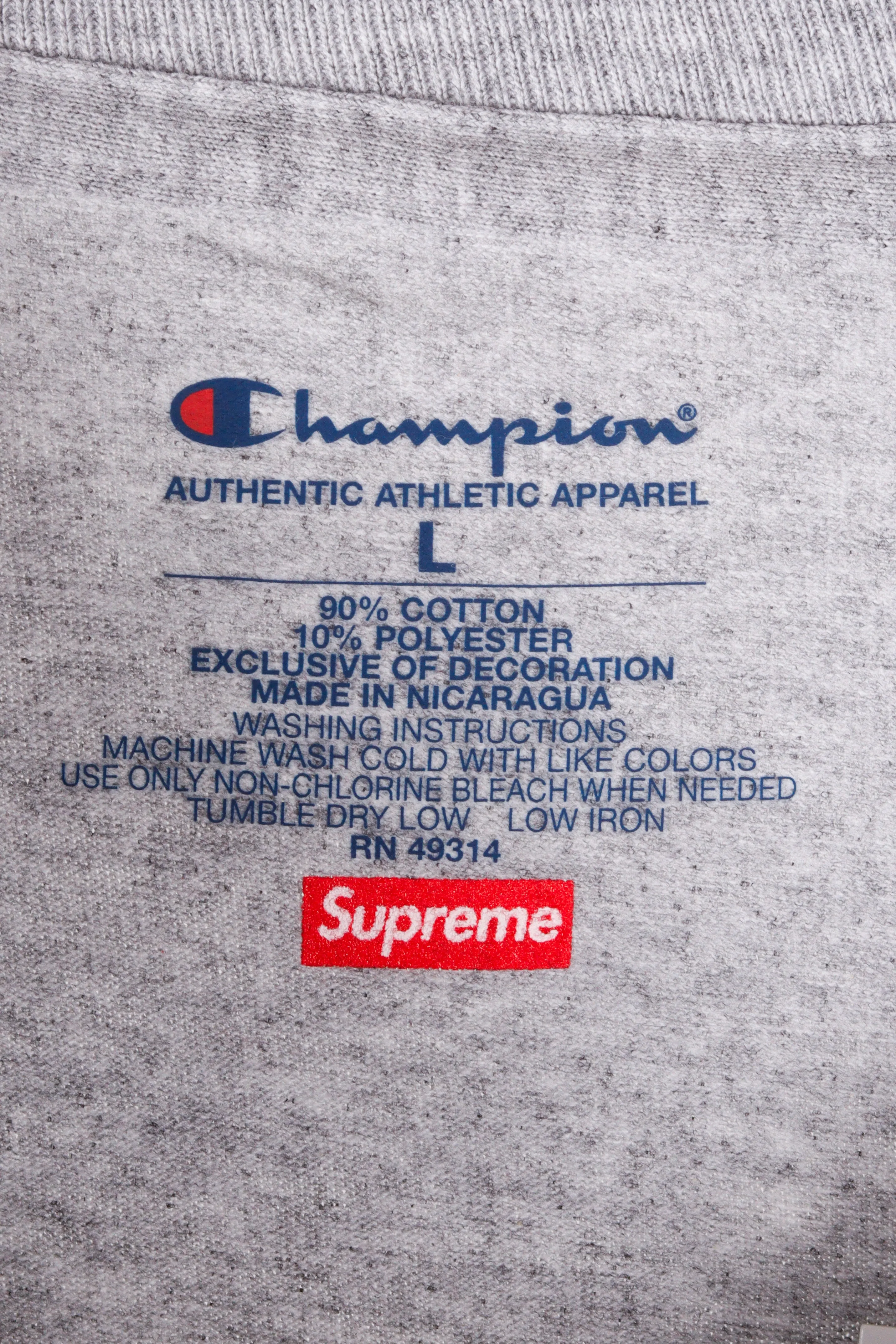 Supreme x Champion SS18 'Script' L/S Shirt Gray (2018)