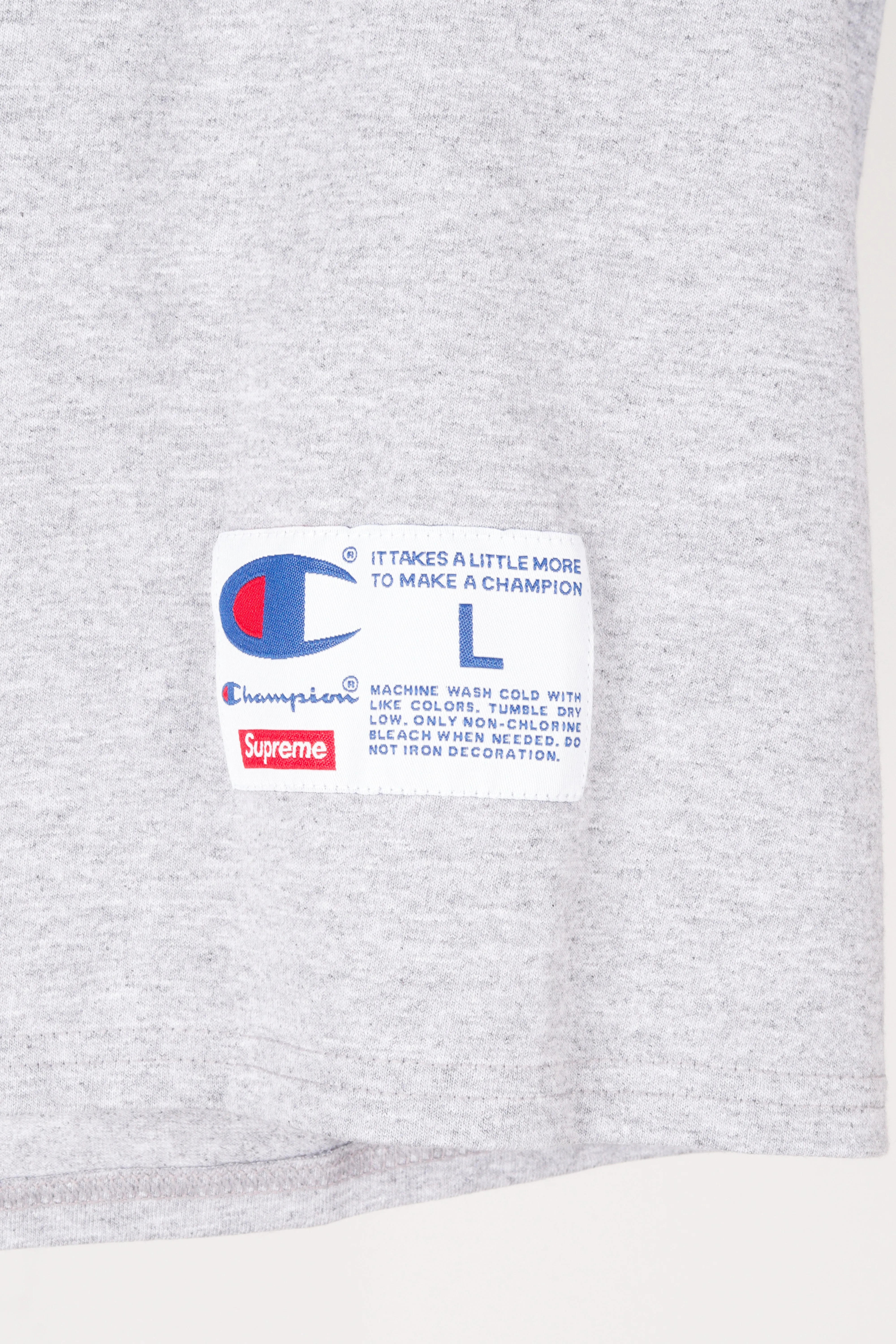 Supreme x Champion SS18 'Script' L/S Shirt Gray (2018)