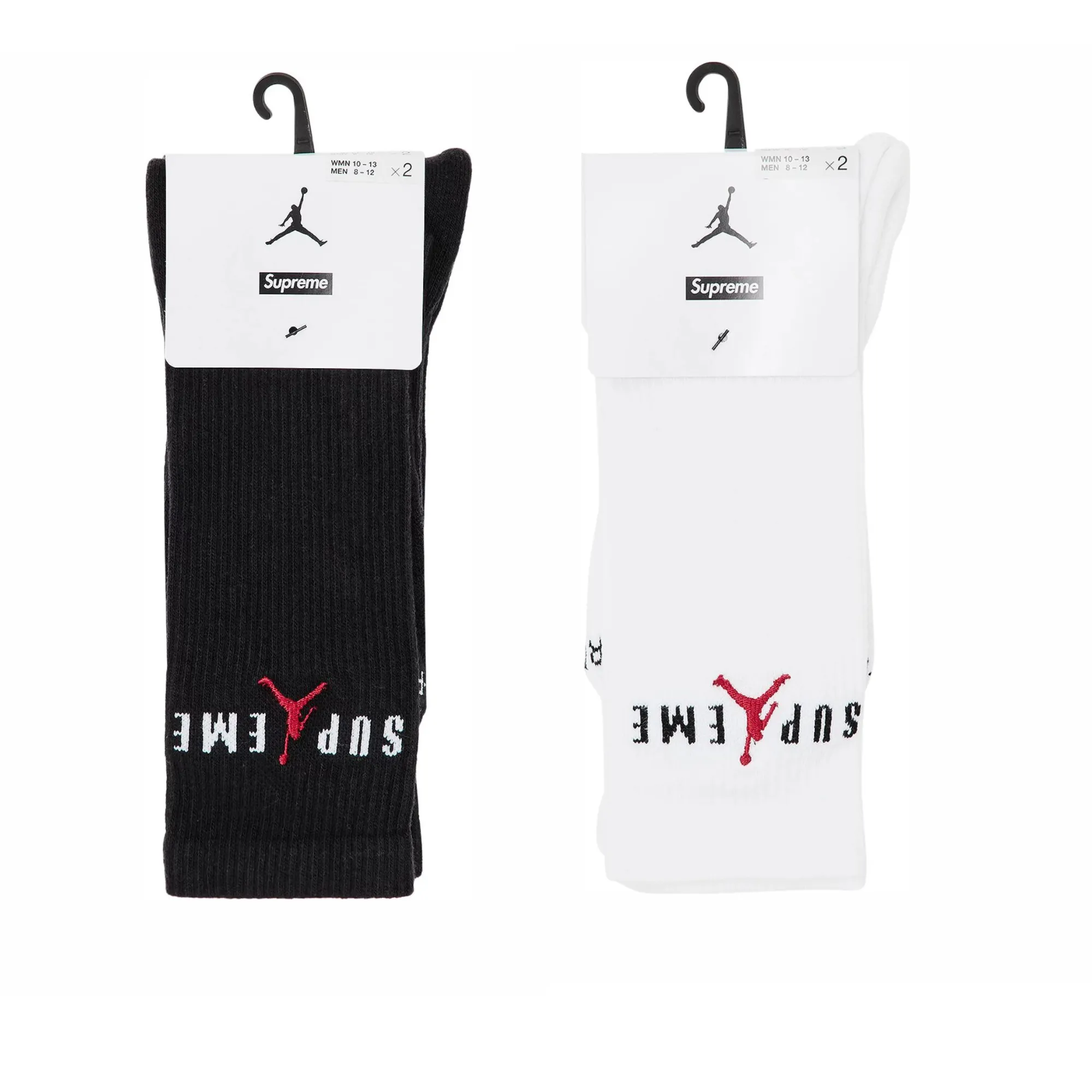 Supreme x Jordan Crew Socks (4 stk) Black/White