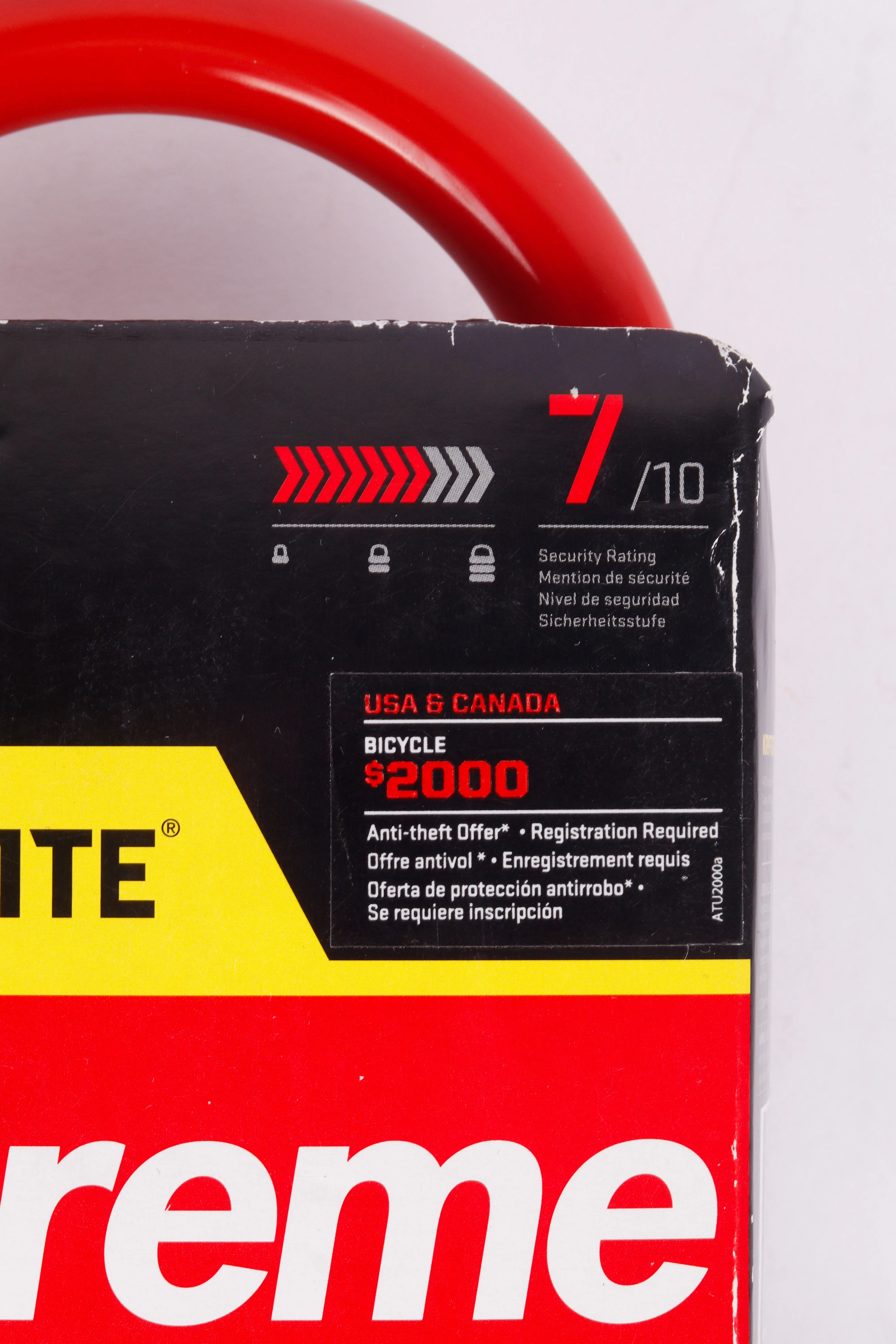Supreme x Kryptonite FW15 'Evolution Mini' Bicycle U-Lock Red (2015)