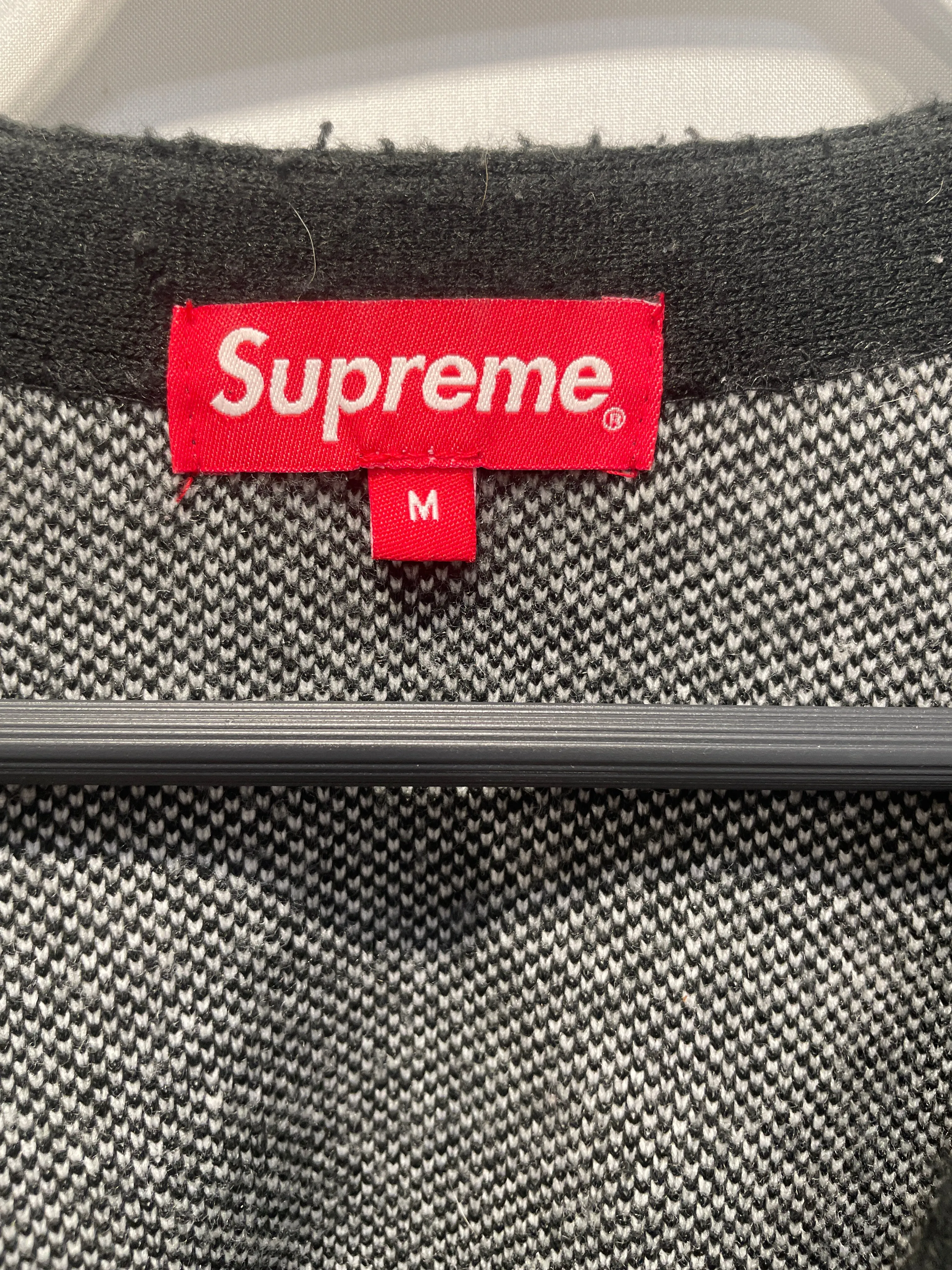 Supreme/Cardigan/M/Wool/BLK/Checkerboard