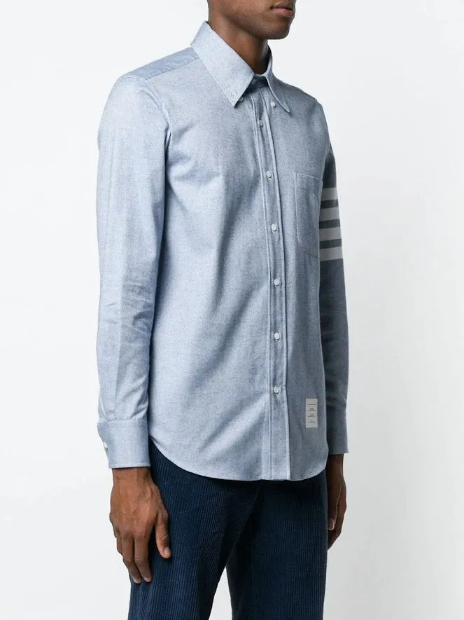 THOM BROWNE - Men 4 Bar Fitted Button Down Flannel Shirt