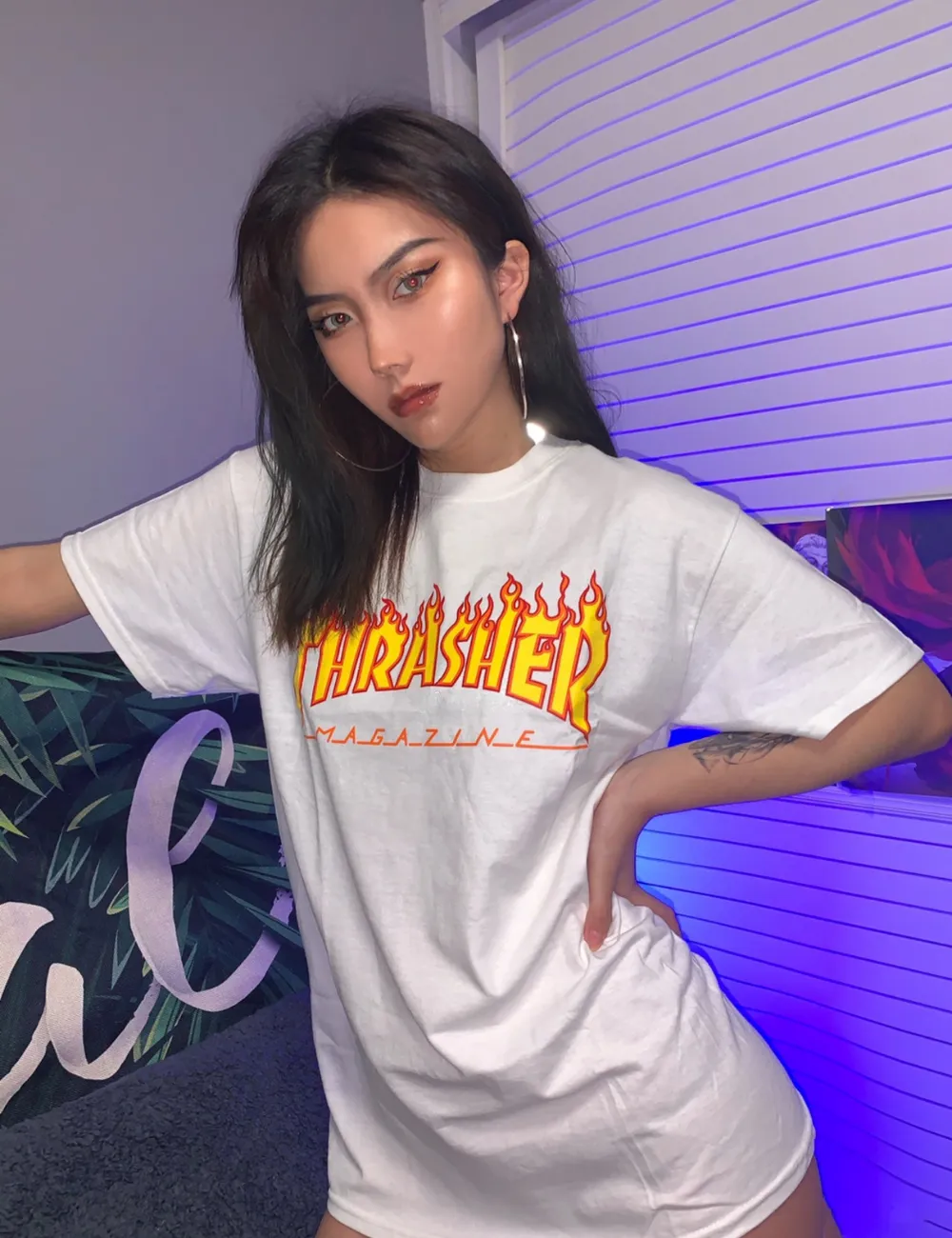 Thrasher Signature Flame Logo T-shirt (White)